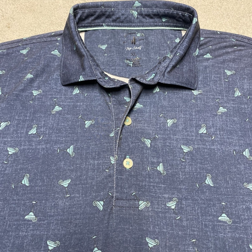 Johnnie O Top Shelf Polo Mens XL Martini All Over Print Performance Stretch Golf